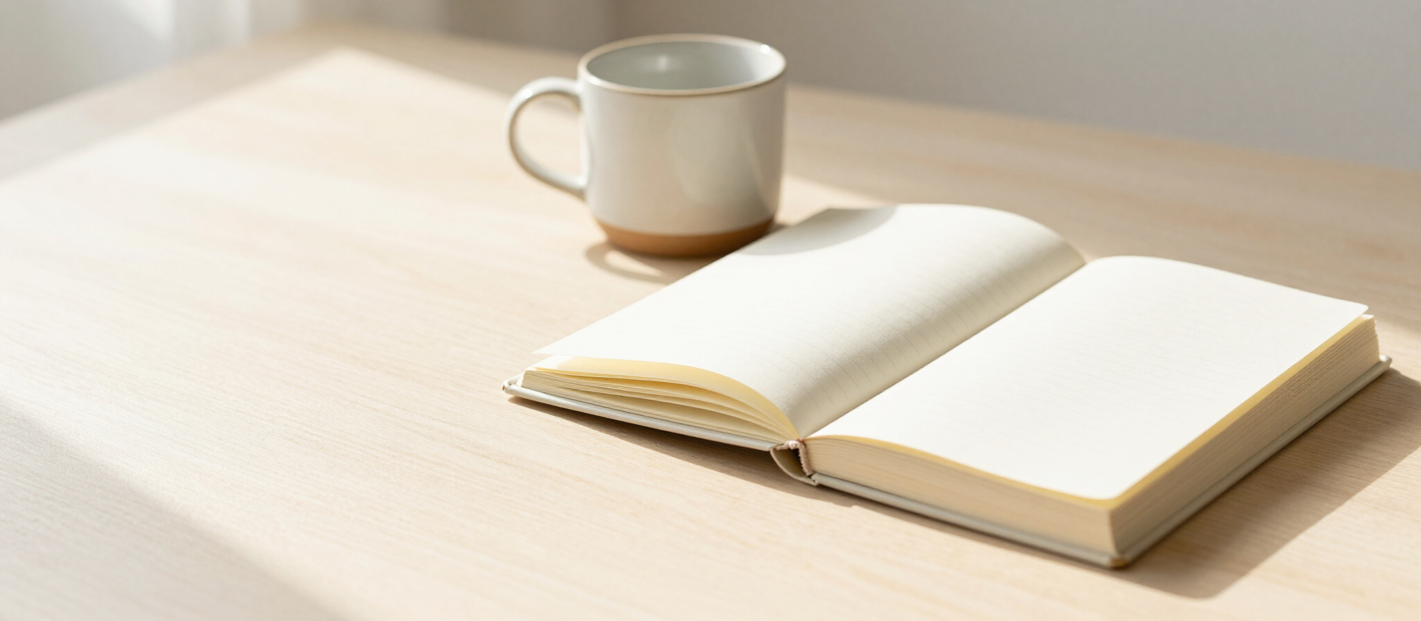 An open book and writing materials arranged for collaborative storytelling